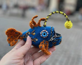 Anleitung Anglerfisch / Baby Monster gehäkelt / Tasche Fisch gehäkelt