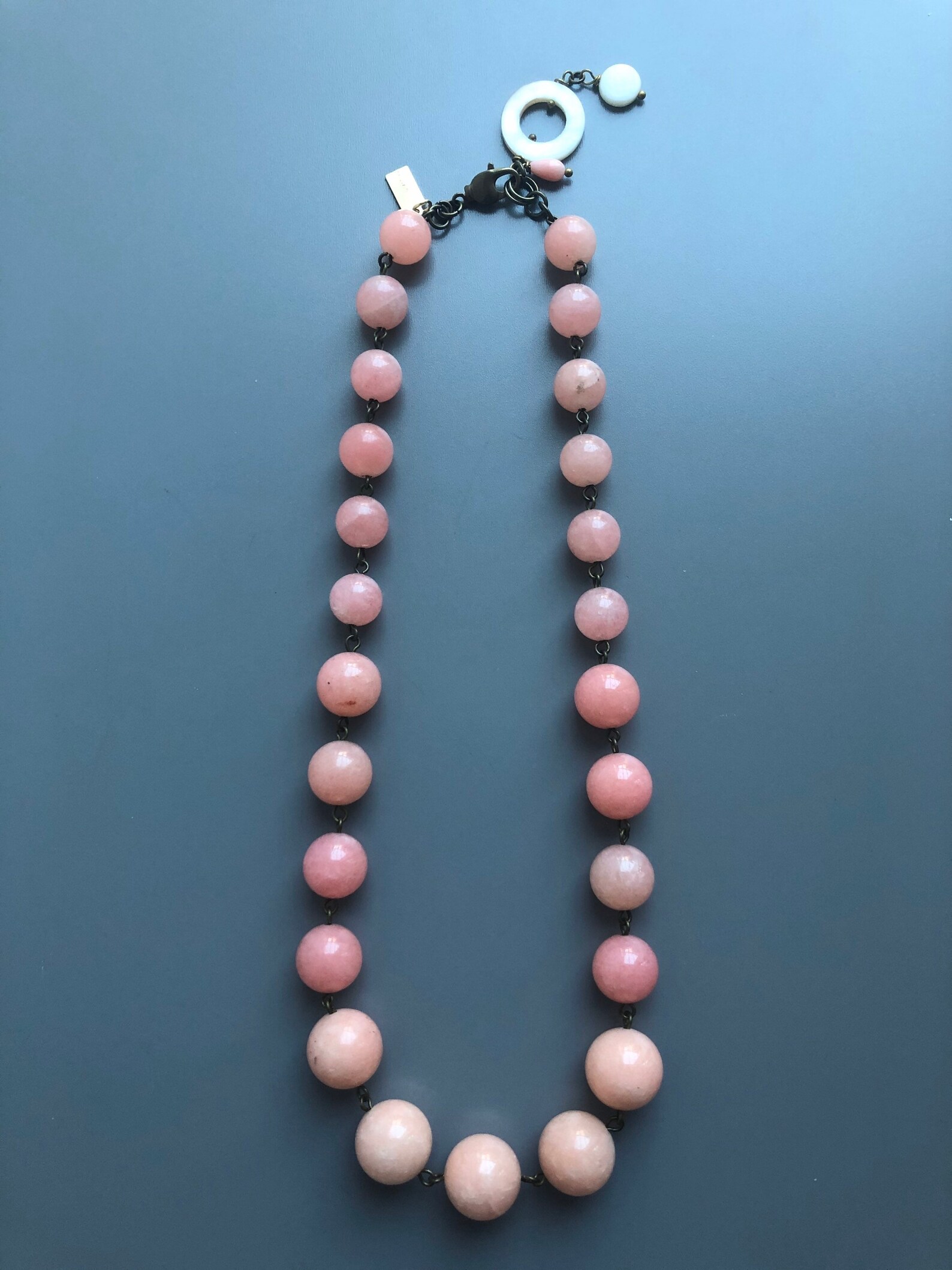 Natural Pink Jade Necklace Round Beads Semiprecious Stones Etsy