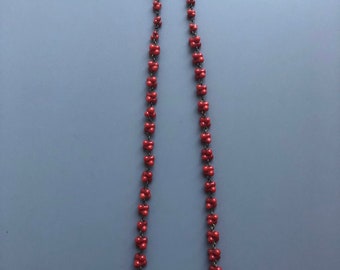 Red coral reef - medium necklace - red coral peanut beads