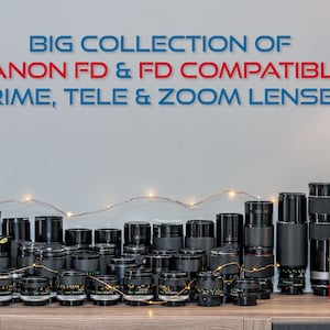 Professional CANON FD Lens Collection with various focal lengths. Offered as single products. All in very good condition with both caps.
