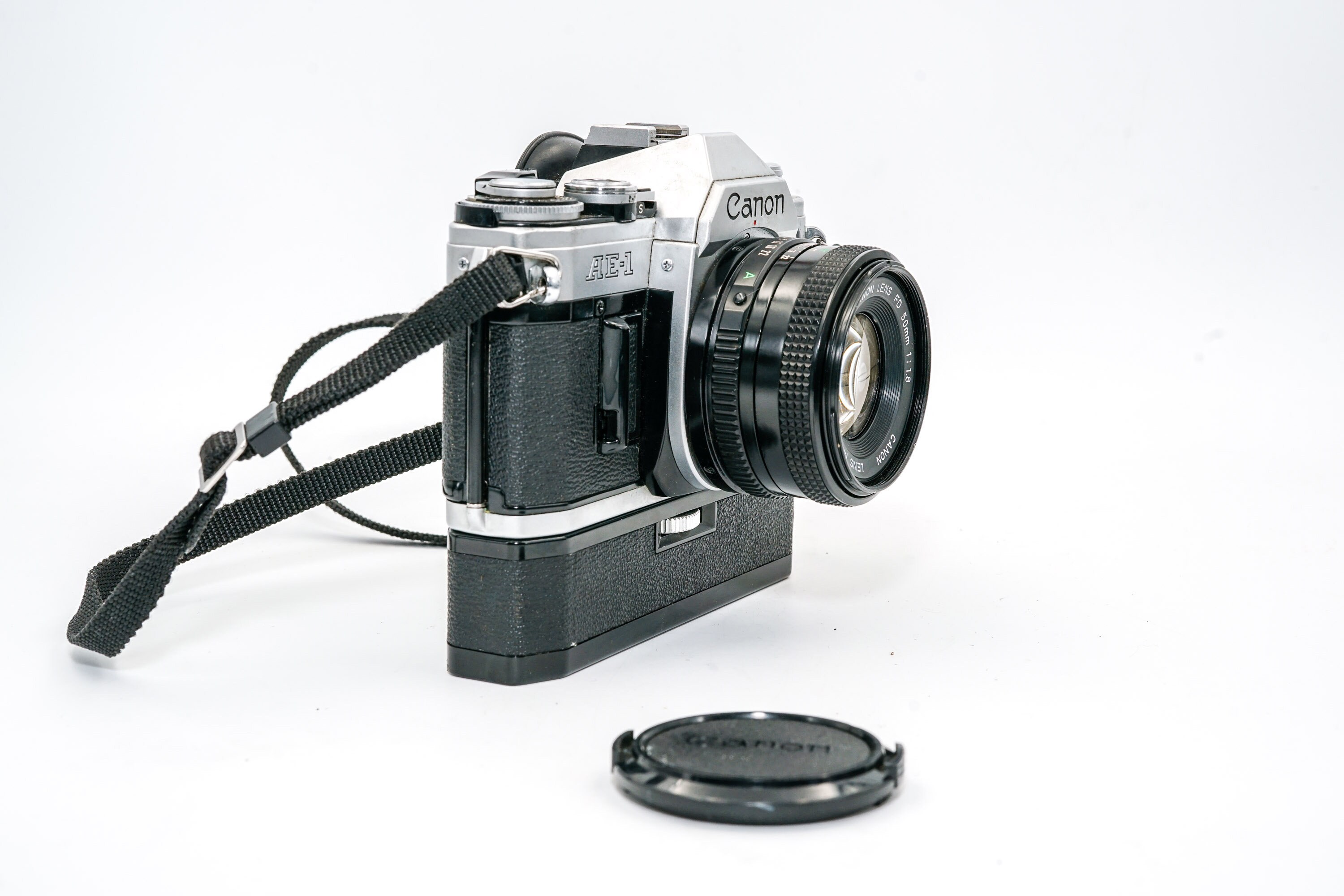 CANON AE1 Film SLR Camera with Genuine Canon Power Winder and Leather