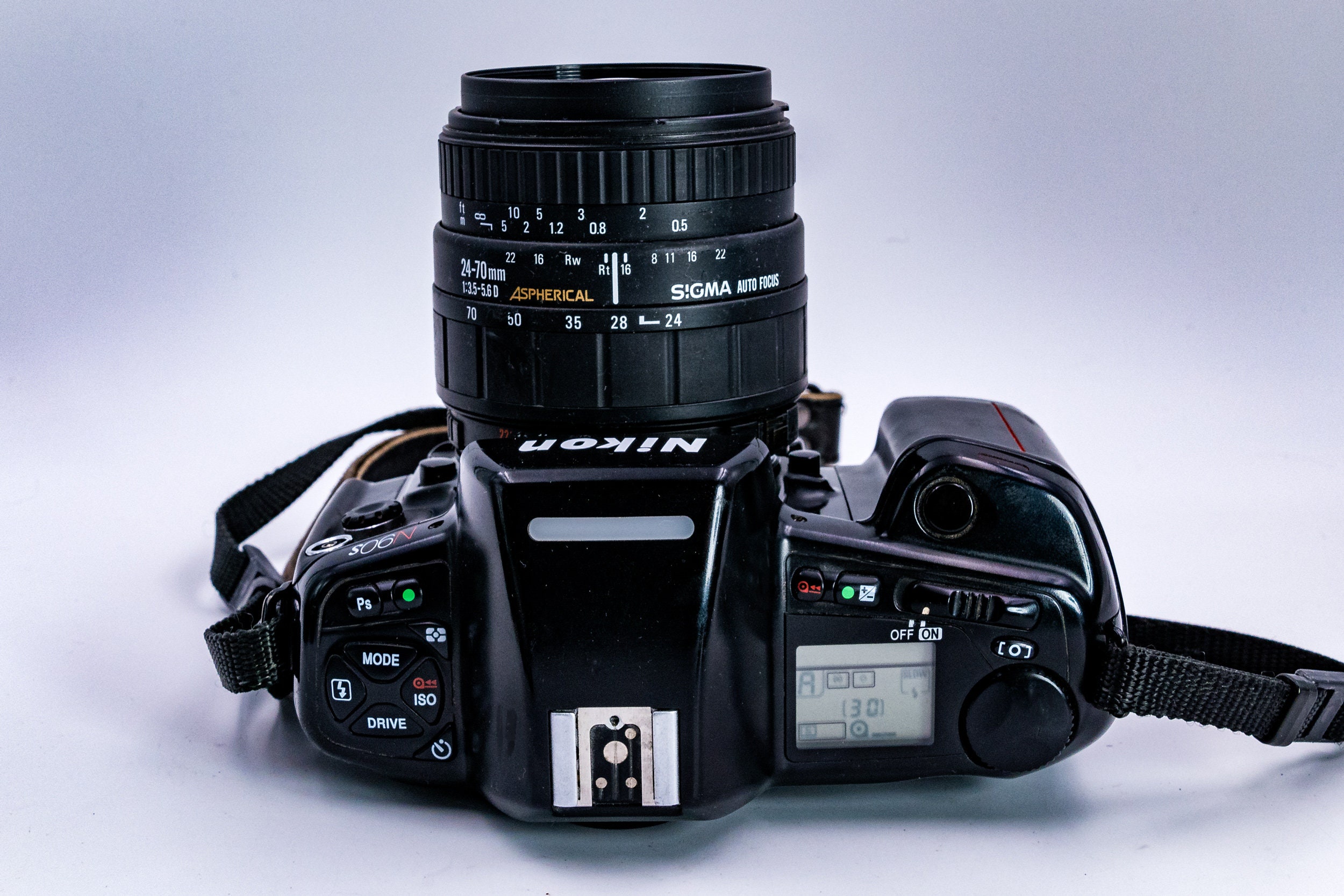 Nikon N90s 35mm SLR Camera with Sigma Zoom 2470mm f/3.55.6 Lens.