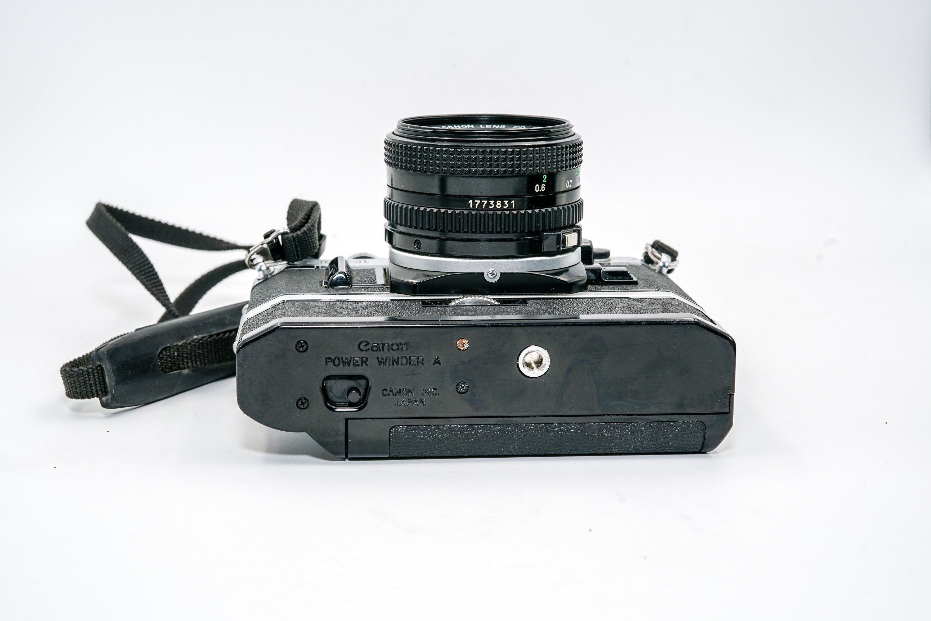 CANON AE1 Film SLR Camera with Genuine Canon Power Winder and Leather