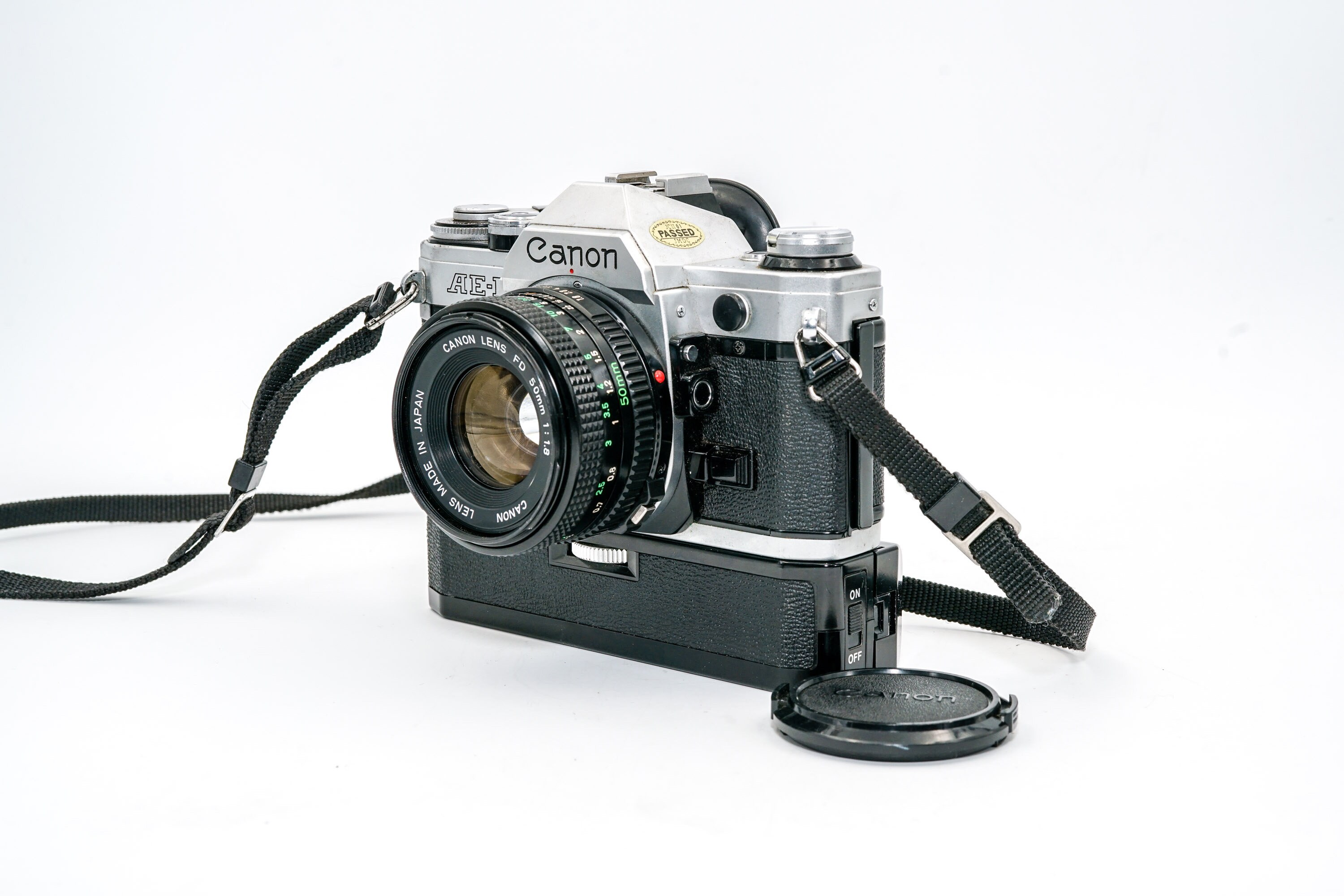 CANON AE1 Film SLR Camera with Genuine Canon Power Winder and Leather