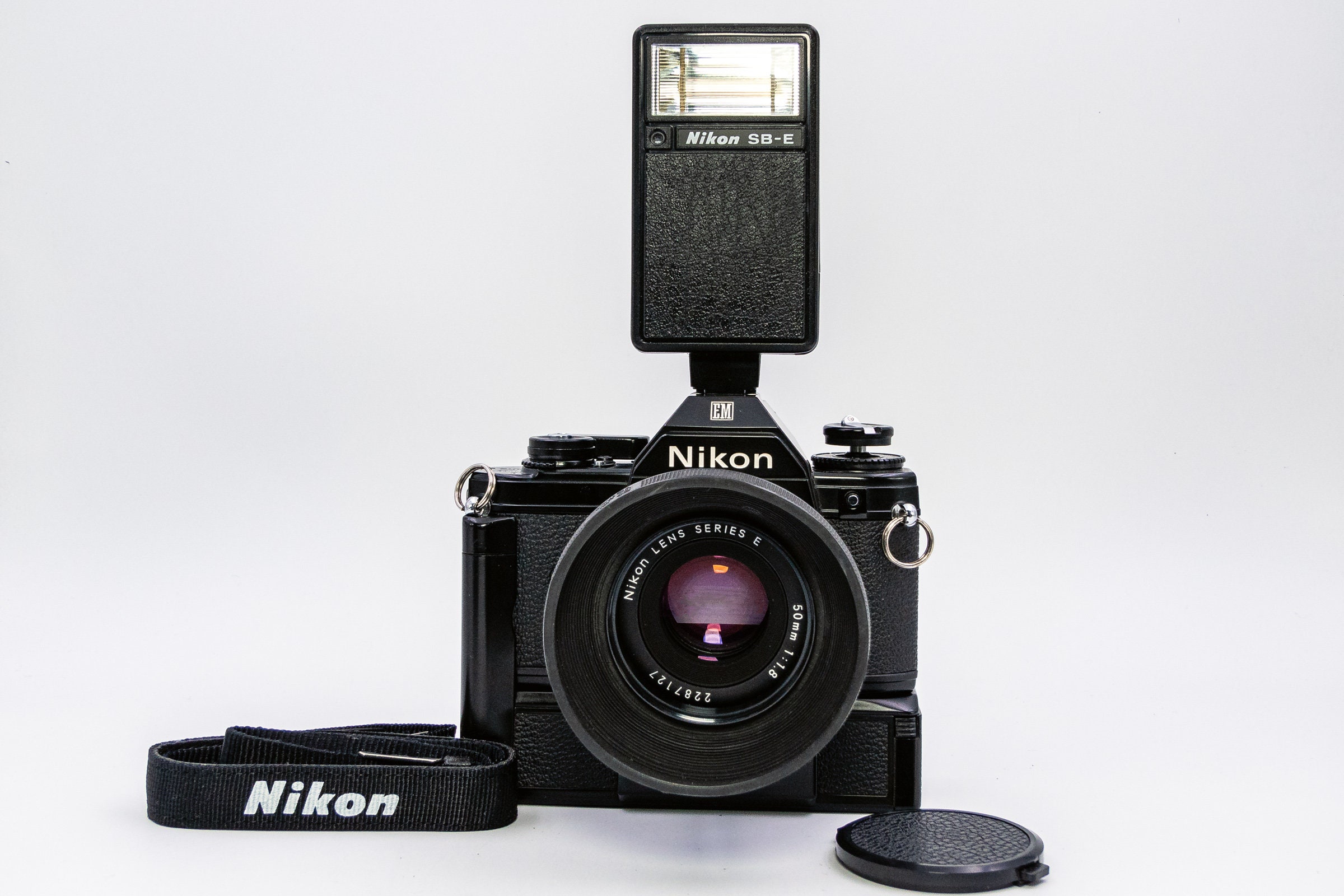 Nikon EM with Nikon Series E 50mm F1.8 Prime Lens, Battery Grip, Nikon