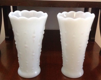 Set of Anchor Hocking Milk Glass Vases