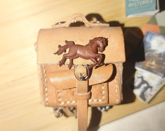 One of A Kind Handmade Authentic Leather Mini Backpack: Fashion Doll Accessory