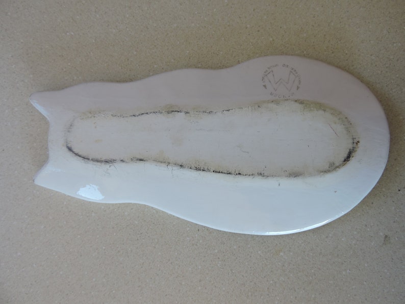 Black and White Kitty Cat Spoon Rest with Hearts in Eyes Mancer made in Italy 8.5 X 4.5 W