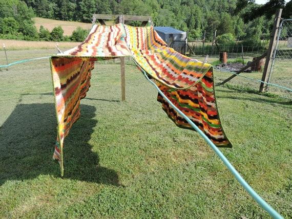 Giant Afghan Blanket Throw California King Crochet Log Cabin Etsy