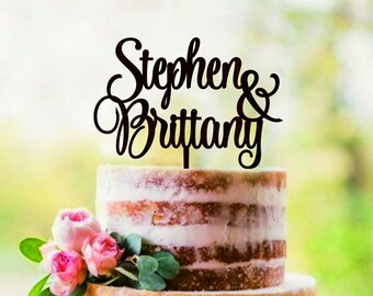 Personalized custom wedding cake topper, wedding decor, names cake topper, wooden topper, rustic cake topper, customized wedding cake topper