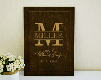 Monogram First and Last Name Custom Wedding Present Family Name Sign Personalized Wedding Monogram Gift Housewarming Gift