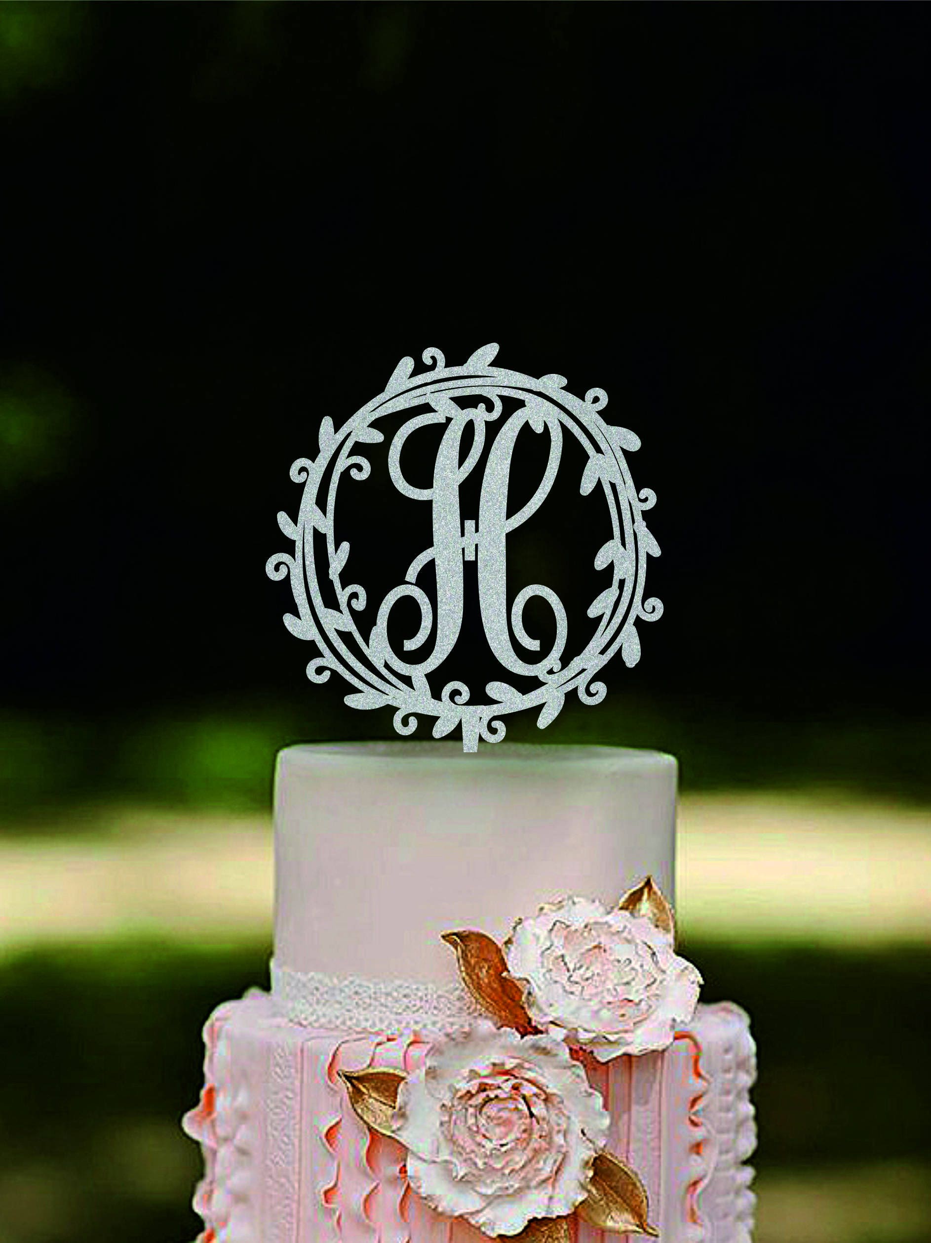 Monogram Cake Topper Initial Cake Topper Wedding Cake Topper Etsy