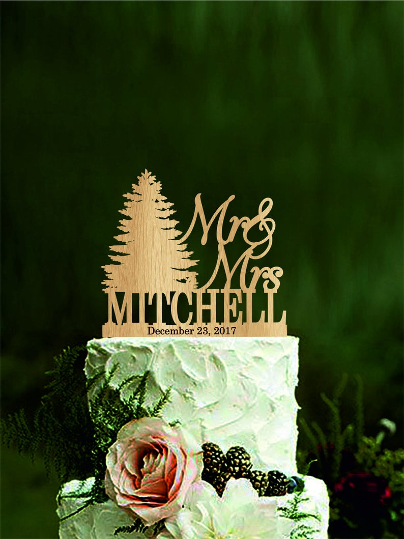 Christmas Tree Wedding Cake Topper Personalized Cake
