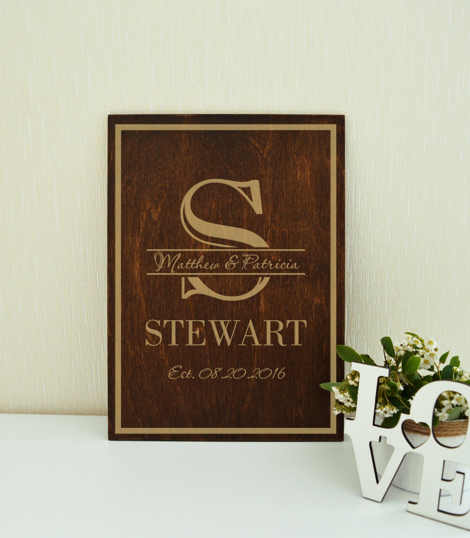 Last Name Art Personalized Wedding Gifts for Couple Wood Etsy
