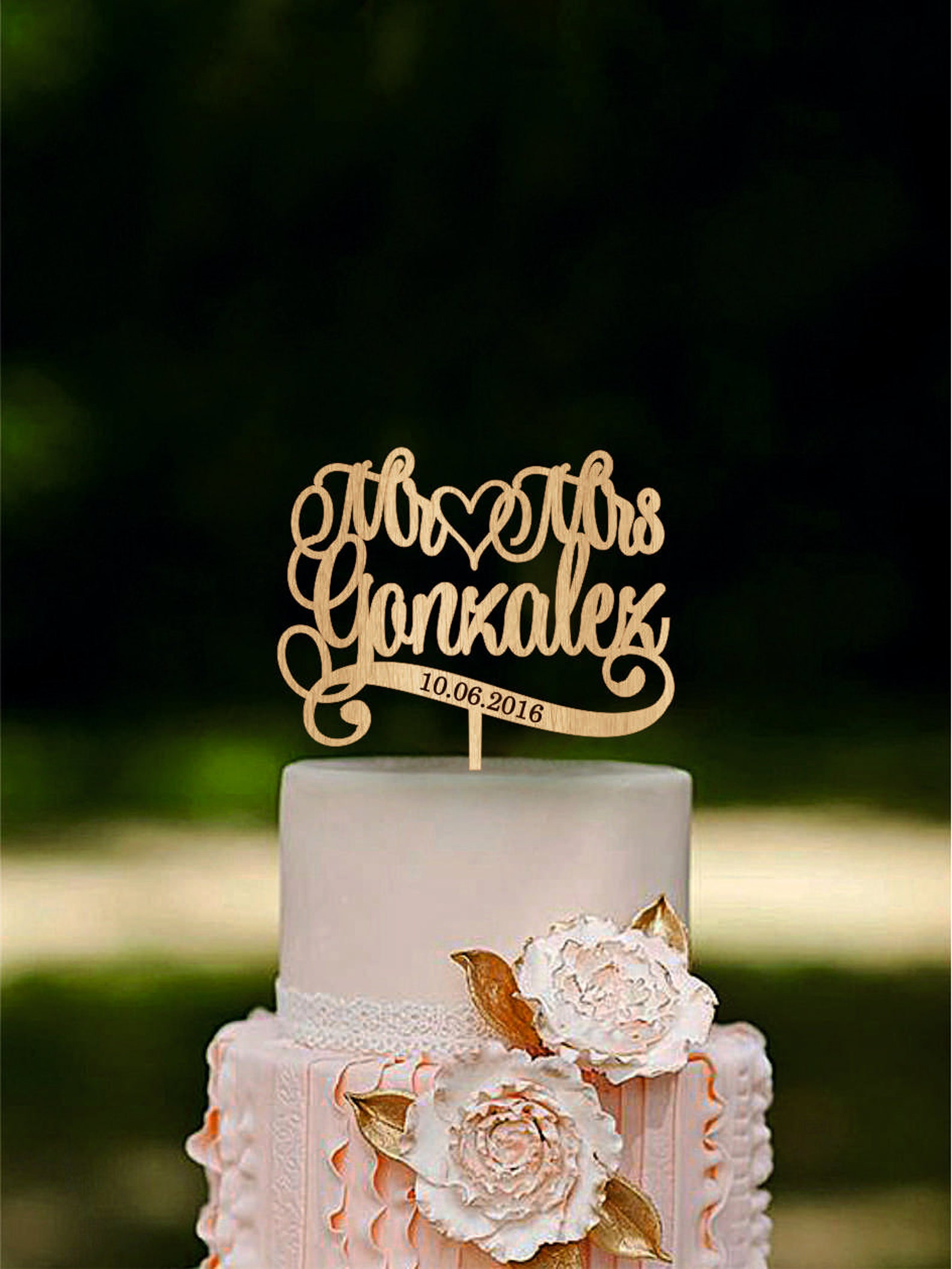 Рersonalised Wedding Cake Toppers Mr & Mrs Custom Name Cake Etsy