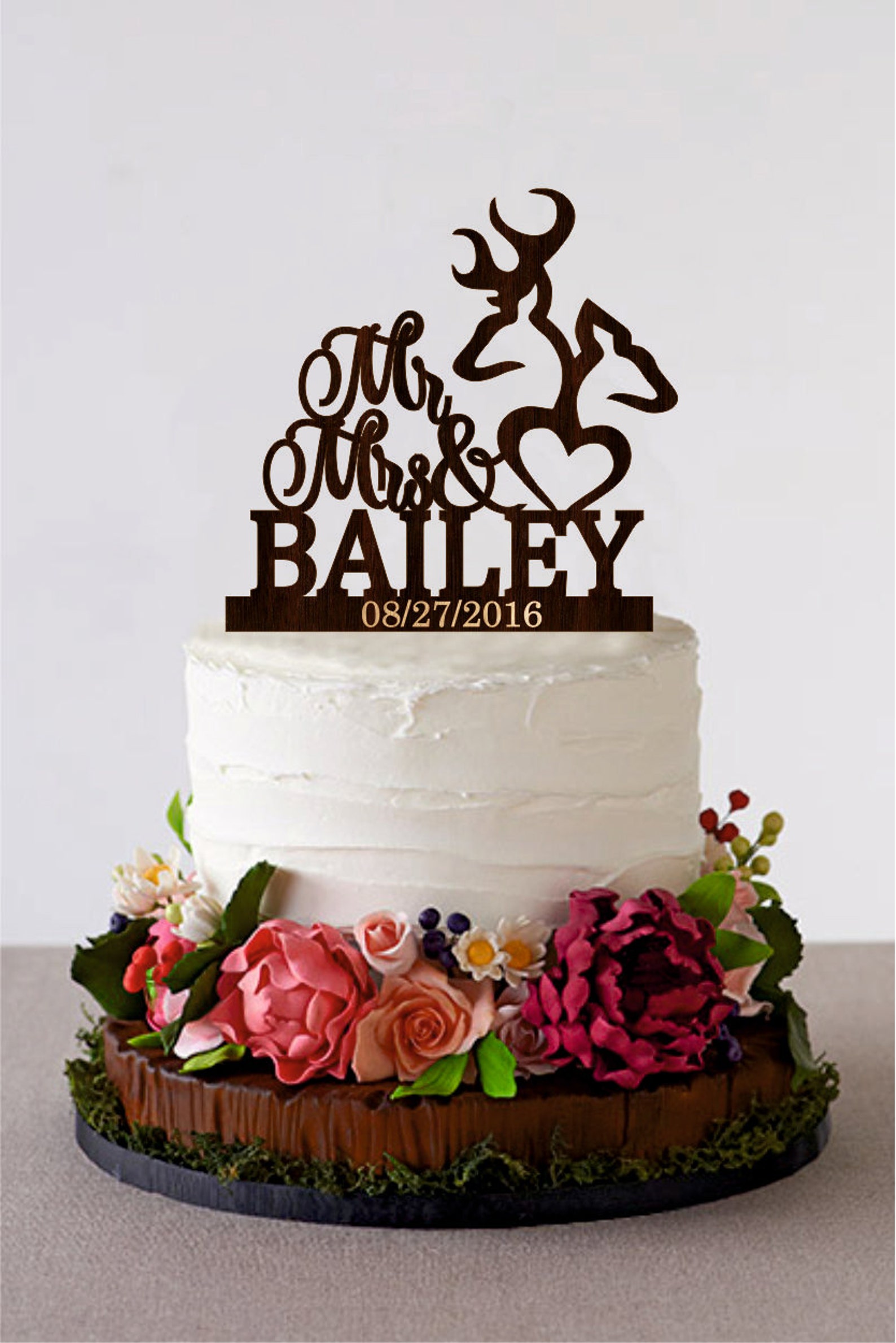 Deer Wedding Cake Topper Mr & Mrs Deer Cake Topper Wooden Last Etsy