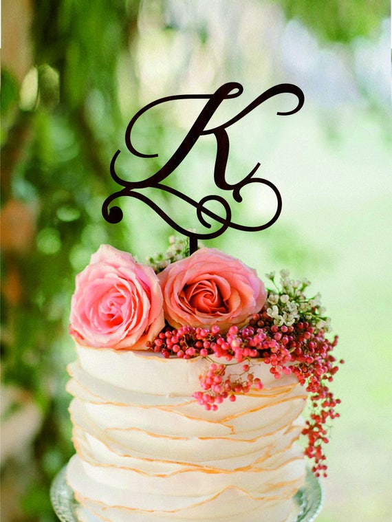 Gâteau de lettre k, gâteaux de mariage, décorations de gâteau pour mariage,  initiale de gâteau, cake topper k, lettre cake topper date, CT 201 -   France