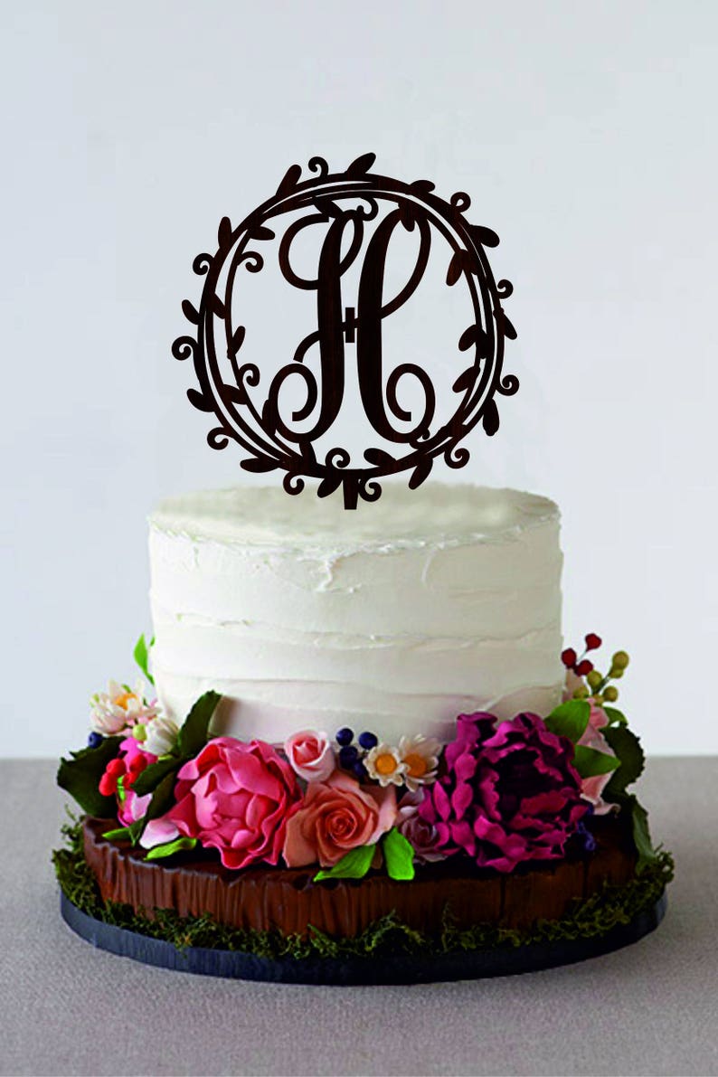 Monogram Cake Topper Initial Cake Topper Wedding Cake Topper Etsy