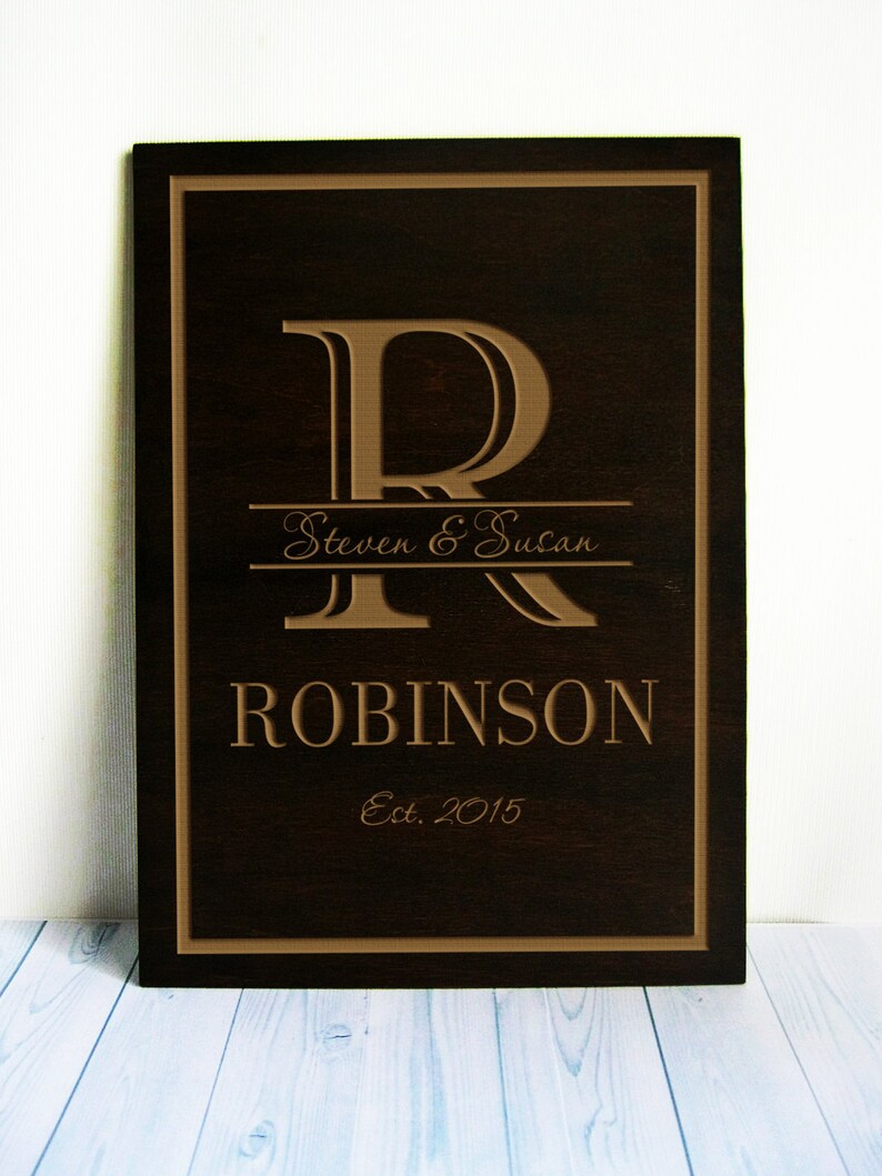 Last Name Art Personalized Wedding Gifts For Couple Wood