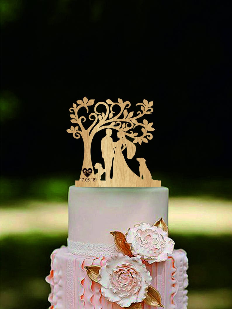 Tree Wedding Cake Topper Personalized Monogram Cake Topper