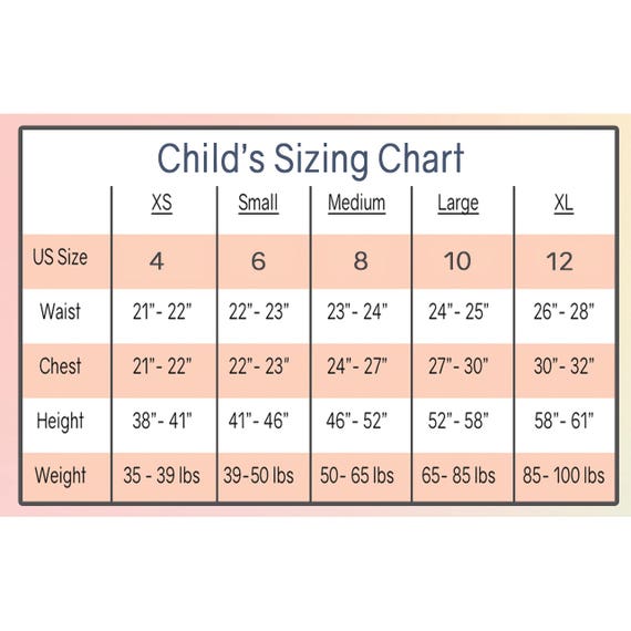 Tumblewear Size Chart