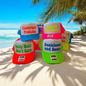 3D Puff Print Party Hats,, Crew Hat, Team Crew, Totally Customizable Trucker Cap, Otto Tucker HatBeach Vacation, Neon Hats