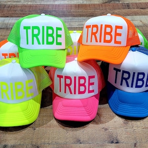 NEON PARTY HATS, Bride Tribe Hats, Bachelorette Hat,Totally Customizable Trucker Cap / Pool Party / Beach Vacation / Bridesmaid Hat
