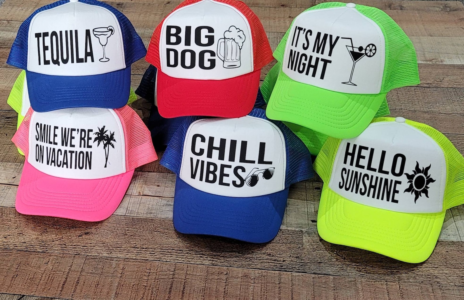 Neon Party Hats/ Team Bride Hats Totally Customizable Trucker Etsy