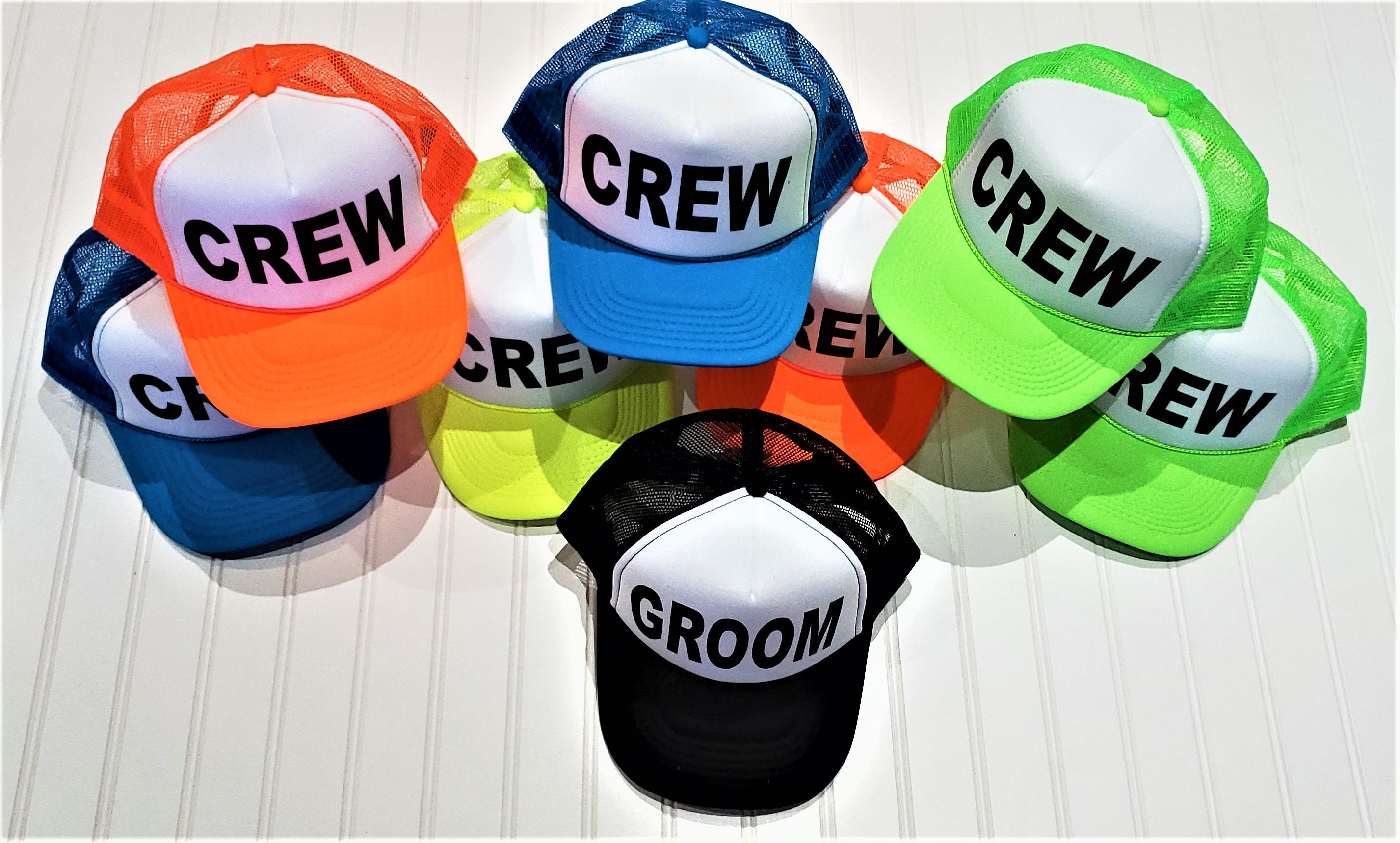 NEON PARTY HATS Crew Hats Bachelor Party Hat Crew Hat Team Etsy