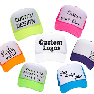 CUSTOM PARTY HATS, Otto Tucker Hat Bride Squad Hats DesignYour Own/ Neon Trucker Hats/ Team Bride Hats/ Pool Party