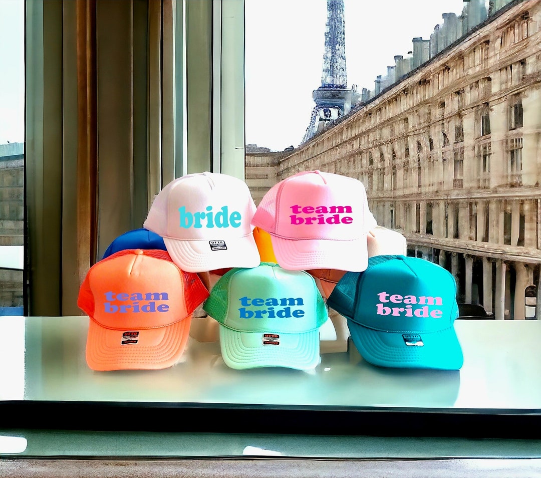 Team Bride, NEW for 2024, Pastel Trucker Hats, Puff Print Party Hats ...