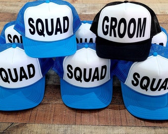 Groom Squad/Bachelor Party Hat Team Groom / Guys Party Hats/Totally Customizable Trucker Cap / Pool Party / Miami / Vegas / Beach Vacation