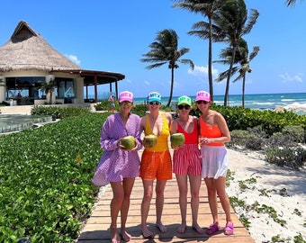 Customizable Pastel Trucker Hats, Puff Print Party Vacation Caps