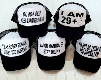 Middle Finger Birthday Hats/Totally Customizable Trucker Cap / Pool Party / Miami / Vegas / Beach Vacation / Dirty Thirty