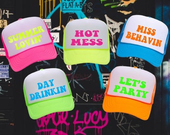 4th of July Custom Otto Brand Neon Trucker Hat, Bridal Party Cap, Summer Fun Vibes