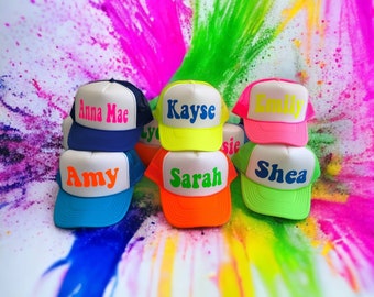 Customizable Neon Trucker Hat, Party Crew Beach Vacation