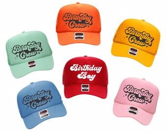 Youth Birthday Trucker Hat, Custom Puff Print, Kids Summer Cap