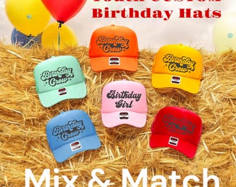 Custom Birthday Youth Trucker Hat, Puff Print, Adjustable