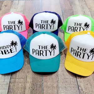 Custom Party Hat/ Team Bride / Totally Customizable Trucker Cap / Pool Party / Miami / Vegas / Beach Vacation / Dirty Thirty