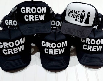 Groom Crew Hats/Bachelor Party Hat Team Groom / Guys Party Hats/Totally Customizable Trucker Cap / Pool Party / Vegas / Beach Vacation