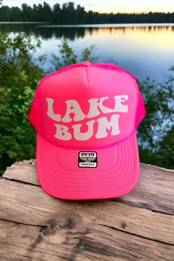 LAKE BUM HATS, Pool Sunshine and Cocktails, Party Hat, Summer Hat, Lake Hat, Hat with Sayings, Neon Party Hats