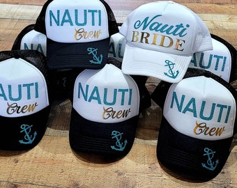 Glitter Nauti Crew Hat, Bachelorette Party, Bridal Party