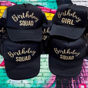 BIRTHDAY SQUAD HATS, Totally Customizable Trucker Cap / Pool Party / Vegas Miami / Beach Vacation