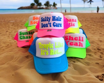 4th of July Custom Puff Print Party Hats, Otto Tucker Hat  Bachelor Party Hat, Crew Hat, Team Crew, Totally Customizable Trucker Cap