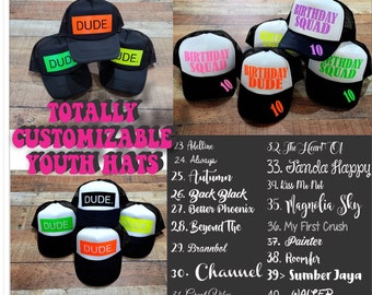 Kids Custom Trucker Hat, Birthday Party Hats
