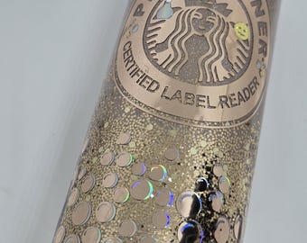 Pro Cleaner Certified Label Reader Starbucks stainless steel glittered tumbler