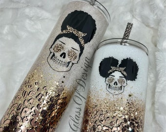 Mama and mini glittered tumbler set