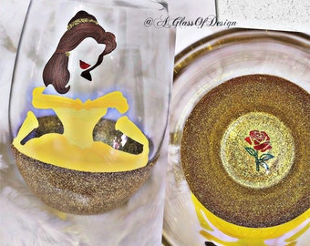Belle Disney Prinzessinnen stammloses Weinglas