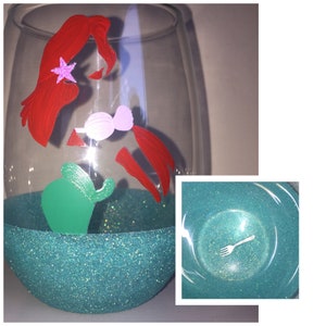 Princess wine glasses,Disney wedding,Stemless Wine Glasses, princess glasses, princess bridesmaid, disney, ariel stemless wine glass, ariel