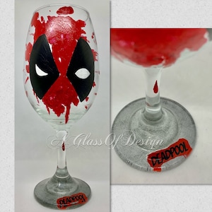 Deadpool wine glass hand painted dishwasher safe 20oz